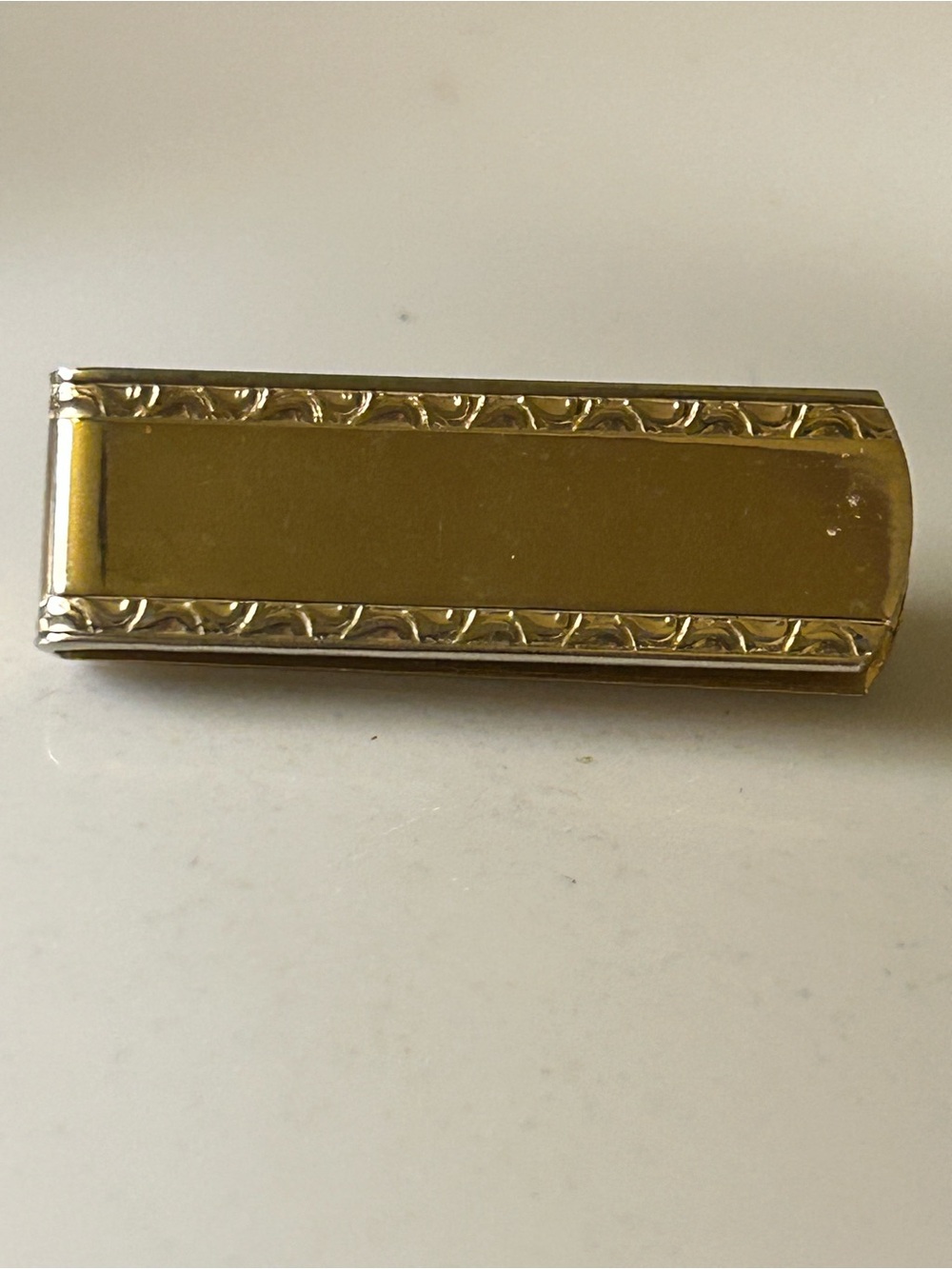 Gold-Tone Bar pin Lingerie Pin Money Clip with Decorative Border Brooch